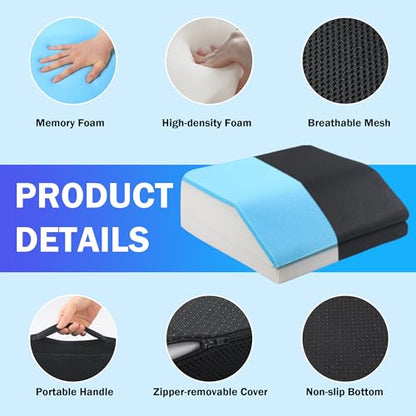 ROYALAY Adjustable Hip Cushion Post Surgery, Memory Foam Hip Replacement Recovery Aids with Strap and Anti-Slip Bottom, Chair Cushion for Long Sitting