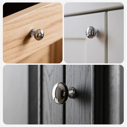 12 Pack Polished Chrome Cabinet Knobs,1-3/16 Inch(29.5mm) Solid Drawer Knobs, Kitchen Cabinet Pulls,Round Dresser Knobs, Modern Drawer Pulls for Dresser Drawers - color: Polished Chrome