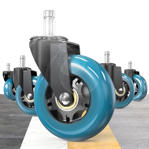 HOLKIE Gaming Chair Wheels Universal Fit Gaming Casters Blue - color: Blue