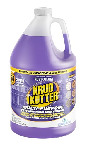 Krud Kutter Multi-Purpose Pressure Washer Concentrate & Manual Use Outdoor Cleaner | Deep Cleans Tough Dirt, Oil, Grease, and Stains for Vinyl, Concrete, Wood, Brick, Stone & More | 1 Gallon