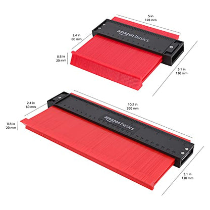 Amazon Basics Contour Gauge Set of 2, 5-inch and 10-inch Profile Tool, Shape Duplicator for Woodworking, Flooring and Molding, with Measuring Scale