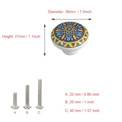 HUAMULAN Ceramic Knobs Boho Cabinet Pulls Drawer Door Handles 15 Pack - color: MZ936-2-15PCS