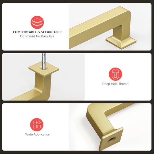 homdiy 20 Pack 6-1/4 Inch Gold Cabinet Handles, Solid Zinc Alloy Pulls - color: Gold, size: 6-1/4" Hole Center