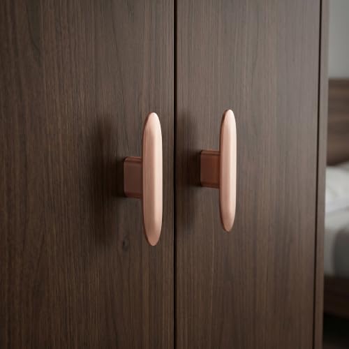 Goo-Ki 6 Pack Cabinet Knobs Brushed Copper Drawer Knobs Solid Zinc Alloy Kitchen Hardware - Modern Single Hole/Screw Cabinet Pulls Dresser Handles,1751HL-DD - color: Brushed Copper, size: 3" Full Length