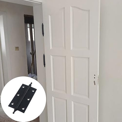 3 Inch Antique Style Solid Brass Butt Hinges with Ball Finials, Black Plated Butt Hinges with for Furniture Cabinet Drawer Door, 2PCS - size: 3 Inch