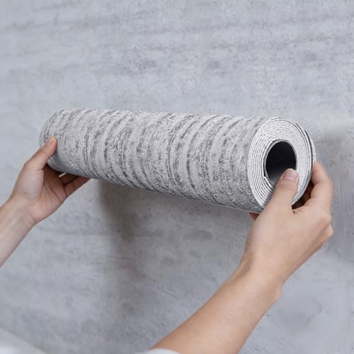 Peel and Stick Faux Travertine PVC Wall Panel Roll, Gray, 15.7"x118" - color: Gray