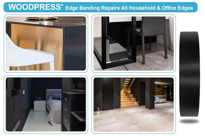 1 & 3/16" Black Matt Pre-Glued Melamine Edge Banding, 25 ft - size: Width: 1 & 3/16"