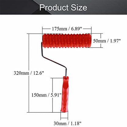 Utoolmart 7" Home Wall Rubber Paint Roller 175mm Wooden Grain Painting Roller with Plastic Handle 1Pcs - size: EG089T