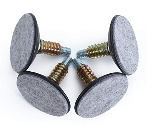 Leveling Feet 4PK with 3/8"-16 Thread Inserts and Felt Pads - size: D64mm Black