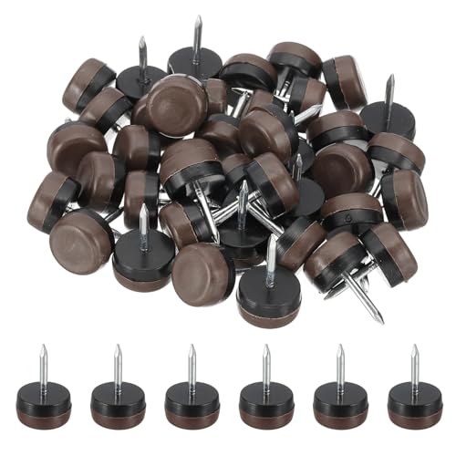PATIKIL 0.7" Dia Chair Slides, 40 Pcs Nail on Furniture Glides Chair Leg Floor Protectors for Wooden Furniture, Table Feet, Carpet and Hardwood, Brown - color: Brown, size: 0.7"