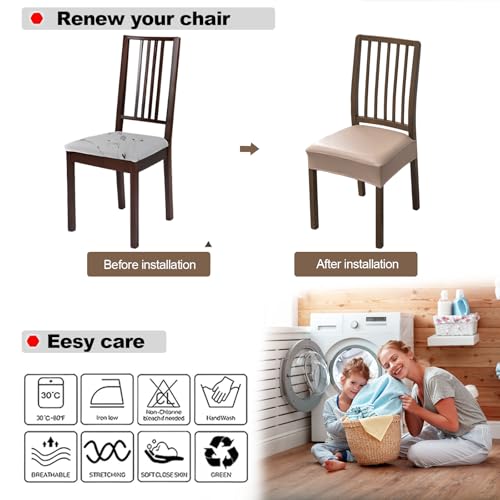 FUANGUI Dining Chair Covers Set of 2, Kitchen Chair Seat Covers - color: Pu-khaki