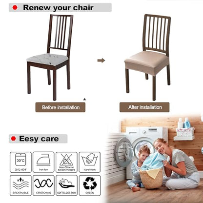 FUANGUI Dining Chair Covers Set of 2, Kitchen Chair Seat Covers - color: Pu-khaki