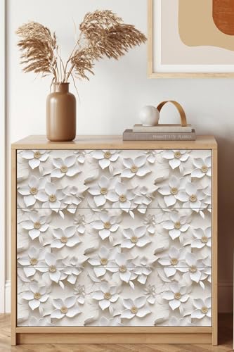 Peel and Stick Wallpaper Cream White Floral Feature - color: Cream&yellow, size: 17.7" x 393.7"