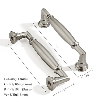 2 Pack 3-3/4 Inch Hole Center Brushed Satin Nickel Cabinet pulls Solid Heavy Duty Cabinet Pull Cabinet Handles Kitchen Cabinet Hardware Vanity Handles Bathroom Cabinet pulls - color: Brushed Satin Nickel, size: 3-3/4 Inch(96mm)hole center