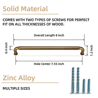 Goo-Ki 6 Pack 7-1/2 Inch （192mm） Cabinet Pulls Antique Brass Zinc Alloy Kitchen Drawer Pulls Drawer Handles 8 Inch Length 2201-GT-192 - color: Antique Brass, size: 7-1/2 inch Hole Centers