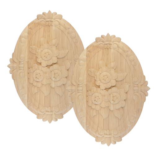 Antrader 2Pcs Unpainted Wood Carved Appliques for DIY,11.8"×8.66"(Style 19) - style: Style 19, Large Size