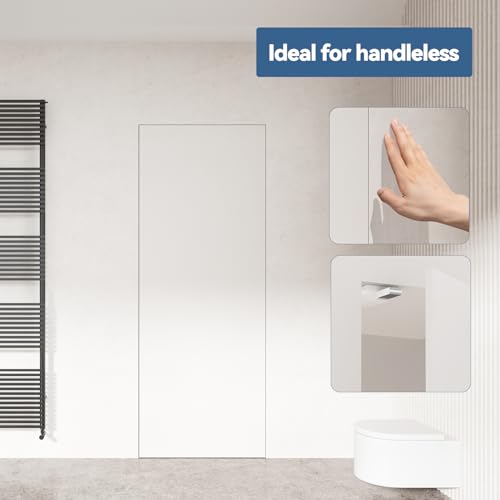 Tonitrui Magnetic Push Latches Without Nail Installation, Push to Open Door Latch, Magnetic Touch Latches, Kitchen Door Push Release Latch for Cabinet Door Closure and Popping Open (White 4 Pack)