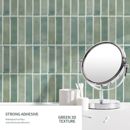 Peel and Stick Backsplash 3D Wall Tiles,Self-Adhesive,Oil Proof,Waterproof, Removable Wall Panels for Kitchen & Bathroom,Modern Design, Easy Install (10.7ft，12x9 inch,14 Pack) (Mint Green) - color: Mint Green