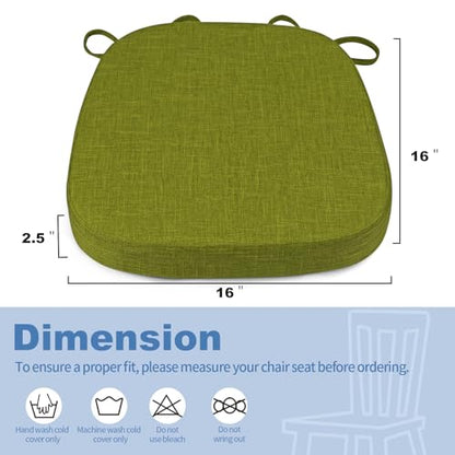 BUYUE Thickened 2.5" Friendly Woven Fabric Dining Chair Cushion, U-Shape High Density Foam Comfortable Chair Pad for Kitchen, Slip Resistant Indoor Seat Cushion (1 Piece, Grass Green) - color: Grass Green