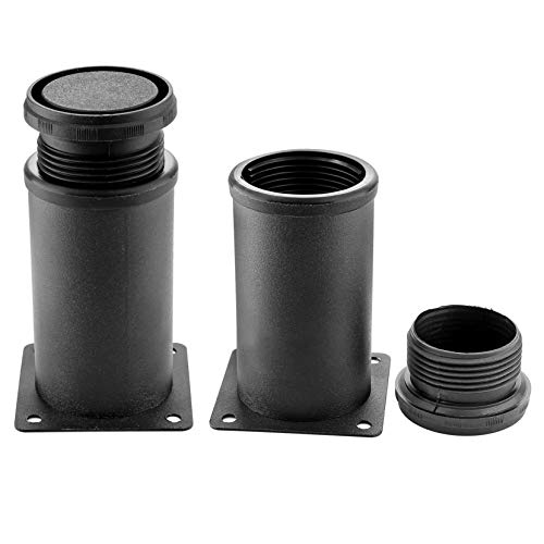 Set of 4 Adjustable Stainless Steel Furniture Legs 4 Inch Black - color: Black, size: 4 inch