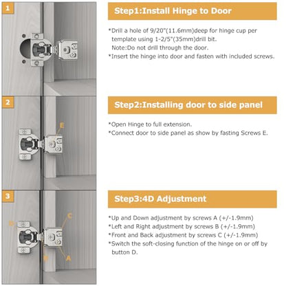 Furniware 50 Pieces 1-1/4" Overlay Concealed Face Frame Hinges - color: 50 Pieces, size: 1-1/4 Inch
