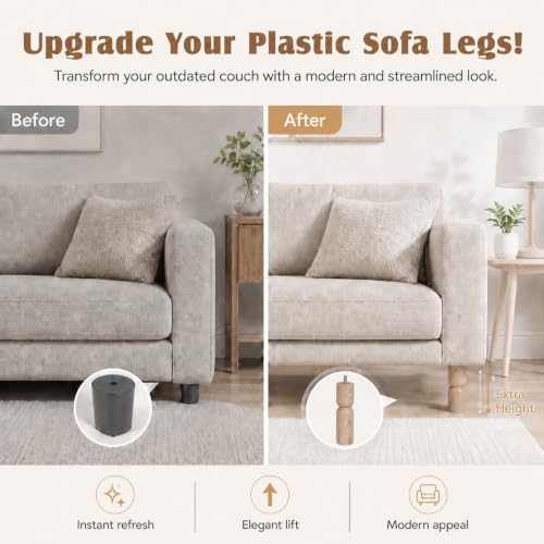 5.1 Inch wooden legs for furniture set of 4 Wood Furniture Legs Couch Feet Colorful Round Sofa Furniture Replacement Solid Wood Furniture Feet for Couch Bed Chair Cabinet Bookcase Dresser Ottoman - color: Natural