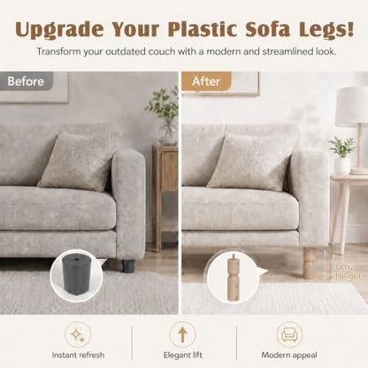 5.1 Inch wooden legs for furniture set of 4 Wood Furniture Legs Couch Feet Colorful Round Sofa Furniture Replacement Solid Wood Furniture Feet for Couch Bed Chair Cabinet Bookcase Dresser Ottoman - color: Natural