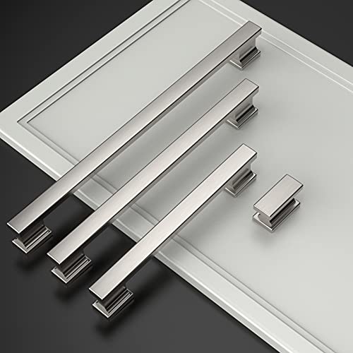 Asidrama 6 Pack 5 inch Brushed Satin Nickel Kitchen Cabinet Handles - color: Brushed Satin Nickel, size: 5" Hole Center, style: 6 Pack