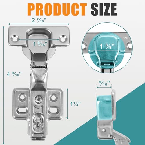 HBL' Soft Close Hinges for Frameless Cabinets, 110°, 35mm Cup, 50 Pack - size: Full Overlay