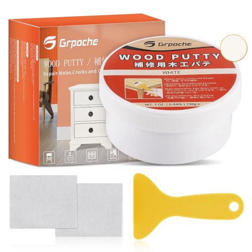 Wood Filler Putty White Paintable, Stainable, Sandable Repair Kit 7 Ounce - color: White