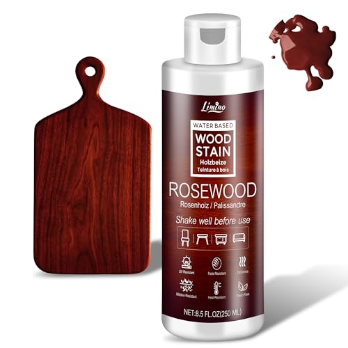 Water Based Wood Stain - Rosewood | Wood Varnish for Indoor ＆ Outdoor Furniture, Wardrobe, Cabinets, Doors, Low Odor ＆ Non-Toxic, Fast Drying, Multiple Classical Finishes - 8.5fl.oz / 250ml - color: Rosewood