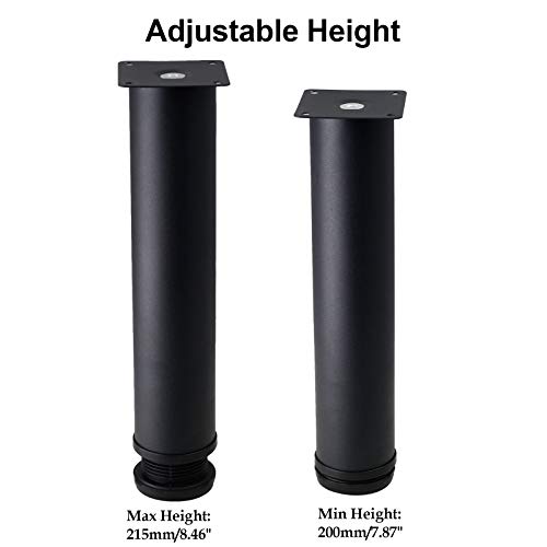 Set of 4 Adjustable Stainless Steel Furniture Legs 10 Inch Black - color: Black, size: 10 inch