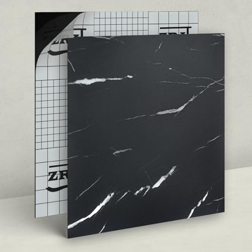 20-Pack Peel and Stick Floor Tiles Vinyl Floor 12 x 12 inch Black Vein Marble - color: Black Marble