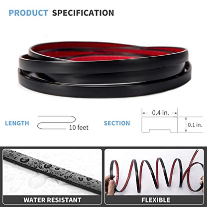 Art3d 10 ft Peel and Stick Flexible Molding Trim for Wall Tile Edge, Black - color: Black, size: 10 feet