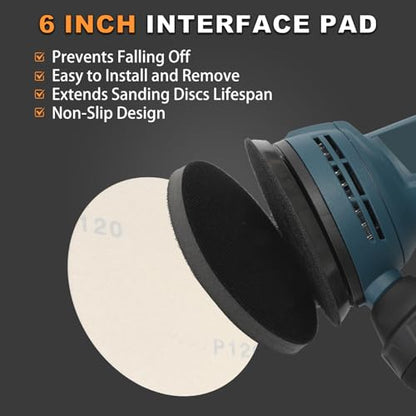 6-Inch No-Hole Interface Pad: 5 Pack Hook & Loop Foam Sanding Discs Backing Pads Replacement for Random Orbital Sander,Soft Density Sponge Round Cushion Buffer - style: 6" No-Hole Interface Pad