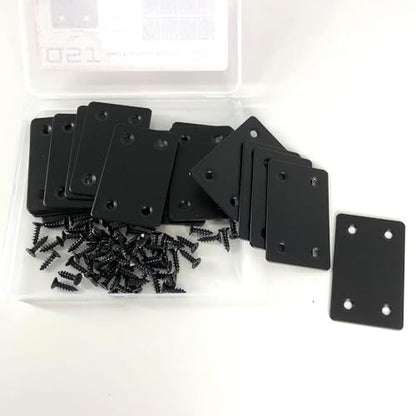QSJ 16 Pack Stainless Steel Flat Mending Plate 2.36x1.49'', Thickness 1.5mm Straight Stainless Steel Brace Bracket, Fixing Joining Plate for Wood Furniture Fastening & Fixing - size: Black, 2.36x1.49''