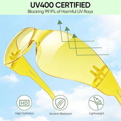 TICONN Clear Safety Glasses for Men & Women, ANSI Z87.1 Safety Goggles - style: 24 Pairs Yellow