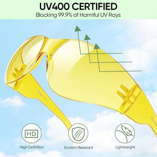 TICONN Clear Safety Glasses for Men & Women, ANSI Z87.1 Safety Goggles - style: 48 Pairs Yellow