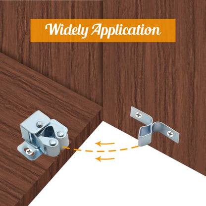 12 Pcs Double Roller Catch Cabinet Latches, Silver