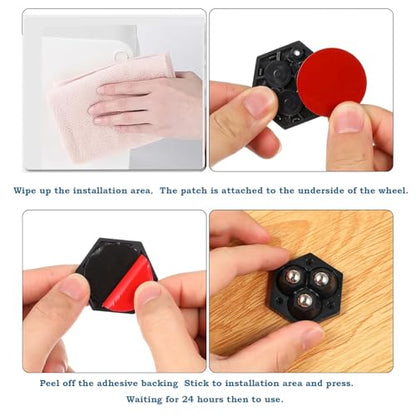 Self Adhesive Appliance Sliders & Mini Caster Wheels Counter 8 Pack - color: black