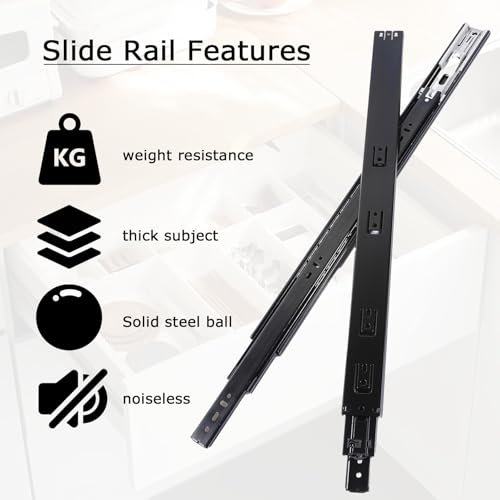 10 Pairs 16 Inch Soft Close Drawer Slides, Heavy Duty Side Mount Cabinet Glides with Ball Bearing & 110LB Capacity (3-Fold Full Extension) for Dresser, Kitchen, Bathroom, Office, Workshop - style: Black-10 Pairs