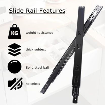 10 Pairs 16 Inch Soft Close Drawer Slides, Heavy Duty Side Mount Cabinet Glides with Ball Bearing & 110LB Capacity (3-Fold Full Extension) for Dresser, Kitchen, Bathroom, Office, Workshop - style: Black-10 Pairs