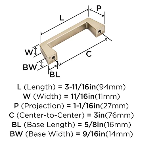 Amerock 3" Blackrock Champagne Bronze Drawer Pull - color: Champagne Bronze, size: 3 Inch (76 mm) Center-to-Center