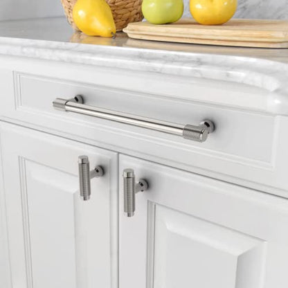 Amerdeco 10 Pack Brushed Satin Nickel Knurled Cabinet Pulls 7 Inch(177.8mm) Hole Center Kitchen Cabinet Handles Drawer Pulls Cabinet Hardware ZH0034 - color: Brushed Satin Nickel, size: 7"/177.8MM Hole Center