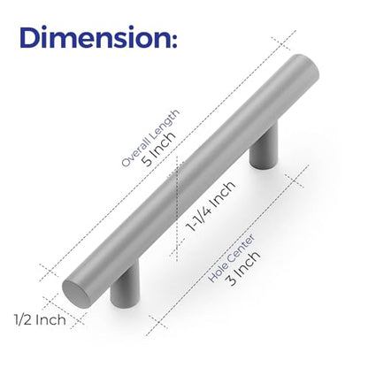 Ravinte Cabinet Handles,5" Length,3" Hole Center,Grey,3 Pack - color: Gray