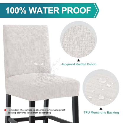 Turquoize 100% Waterproof Bar Stool Cover Stretch Washable Barstool Seat Covers Set of 4, Removable Bar Chair Covers with Backs, Counter Height Chair Cover for Kitchen Dining Room Cafe (4, Pale Oak) - color: Waterproof-pale Oak