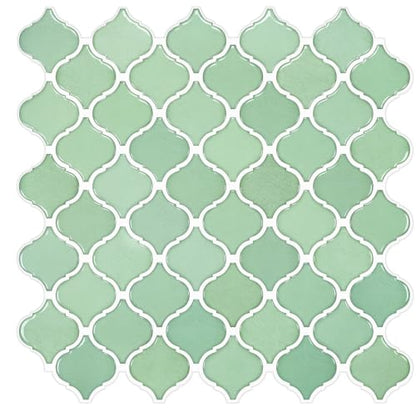 STICKGOO Arabesque Peel and Stick Backsplash Tile for Kitchen, Matcha Green - color: Matcha Green