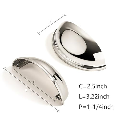 10 Pack 2-1/2" Drawer Pulls Polished Nickel Cabinet Cup Pulls Kitchen Hardware Cabinet Handles Drawer Handles Knobs 2-1/2 inch (64mm) Center to Center - color: Polished Nickel, size: 2-1/2 inch Hole Center, style: 10 Pack