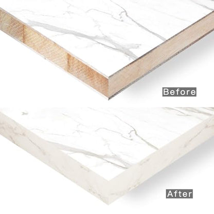 Marble Edge Banding 1" x 25ft Non Glued PVC White Edge Banding High Matt Edge Banding for Table Cabinet Furniture - color: Matt marble Non&Adhesive, size: 1 Inch