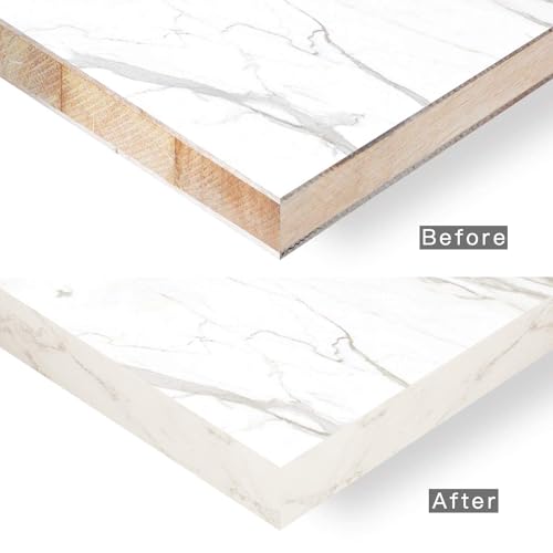 Marble Edge Banding 1" x 25ft Non Glued PVC White Edge Banding High Matt Edge Banding for Table Cabinet Furniture - color: Matt marble Non&Adhesive, size: 1 Inch